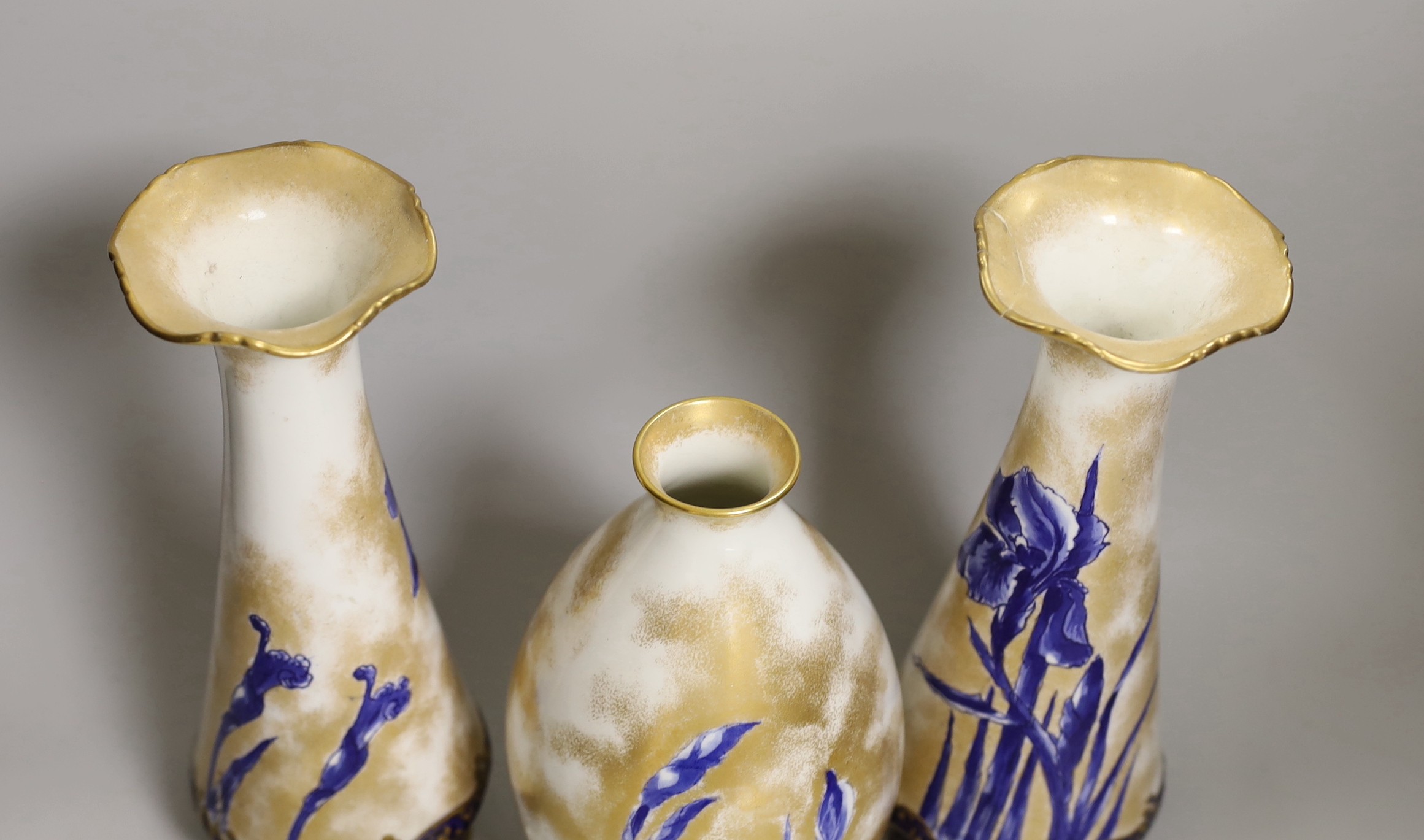 A pair of Royal Doulton vases and another (3), pair 29cms high